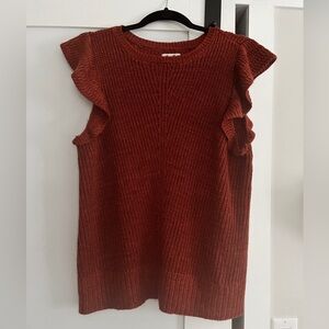 Maurices Rust Knit Ruffle Sleeve Top